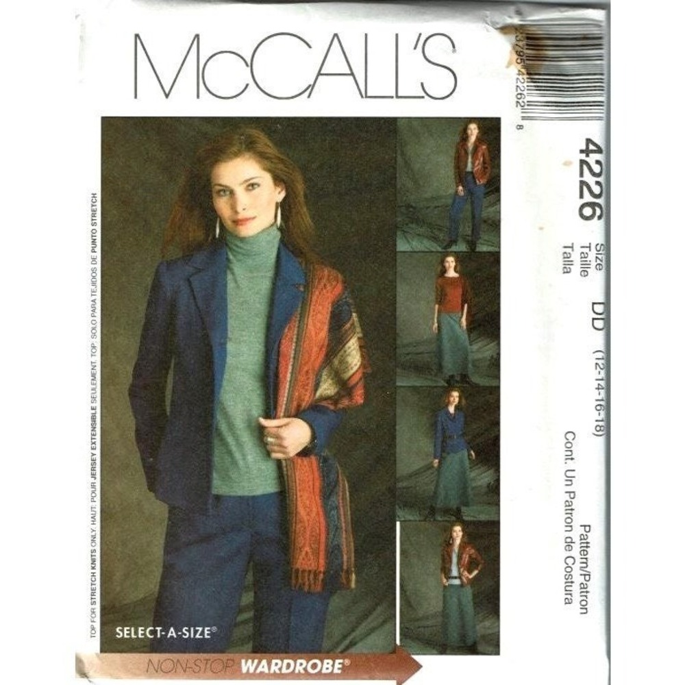 McCalls Sewing Pattern 4226 Jacket Top Pants Skirt Misses Size 12-18